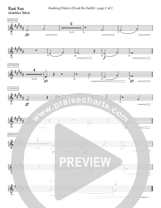 Rushing Waters (Flood The Earth) (Choral Anthem SATB) Bari Sax (Prestonwood Worship / Prestonwood Choir / Arr. Carson Wagner)