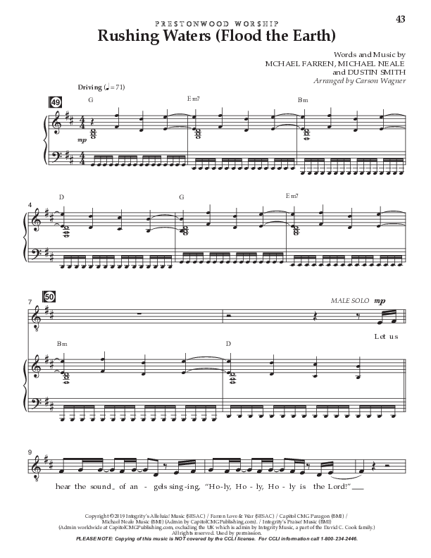 Rushing Waters (Flood The Earth) (Choral Anthem SATB) Choir Sheet CH (Prestonwood Worship / Prestonwood Choir / Arr. Carson Wagner)