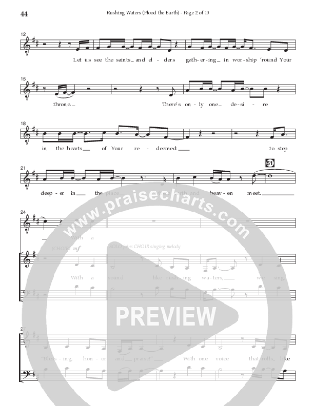 Rushing Waters (Flood The Earth) (Choral Anthem SATB) Choir Sheet CH (Prestonwood Worship / Prestonwood Choir / Arr. Carson Wagner)