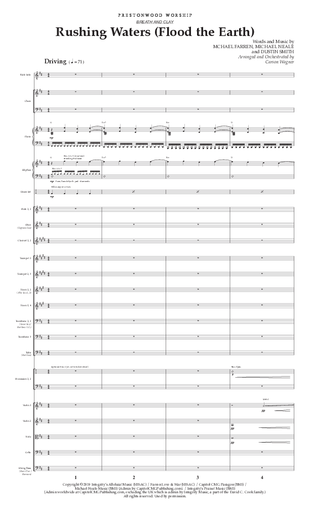Rushing Waters (Flood The Earth) (Choral Anthem SATB) Conductor's Score (Prestonwood Worship / Prestonwood Choir / Arr. Carson Wagner)