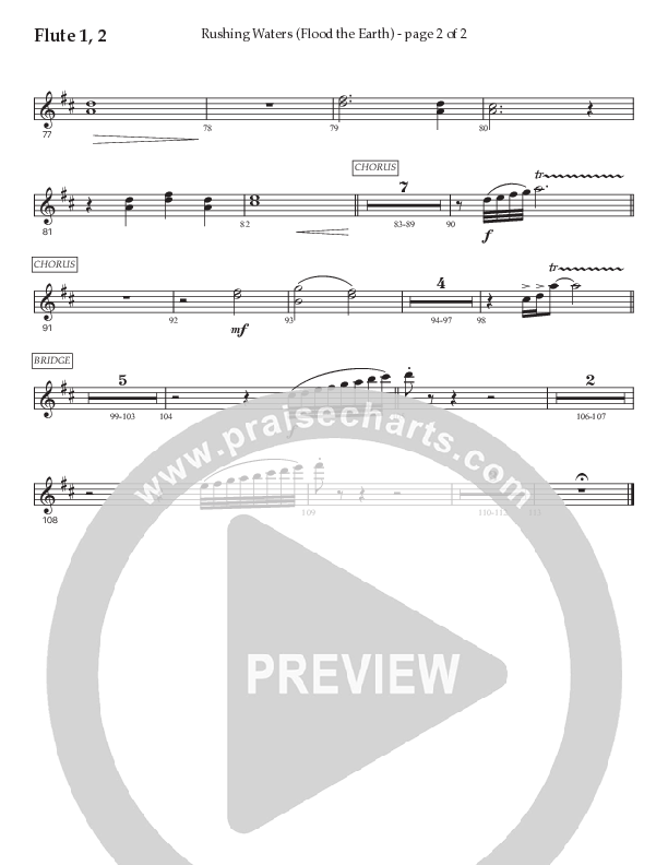 Rushing Waters (Flood The Earth) (Choral Anthem SATB) Flute 1/2 (Prestonwood Worship / Prestonwood Choir / Arr. Carson Wagner)