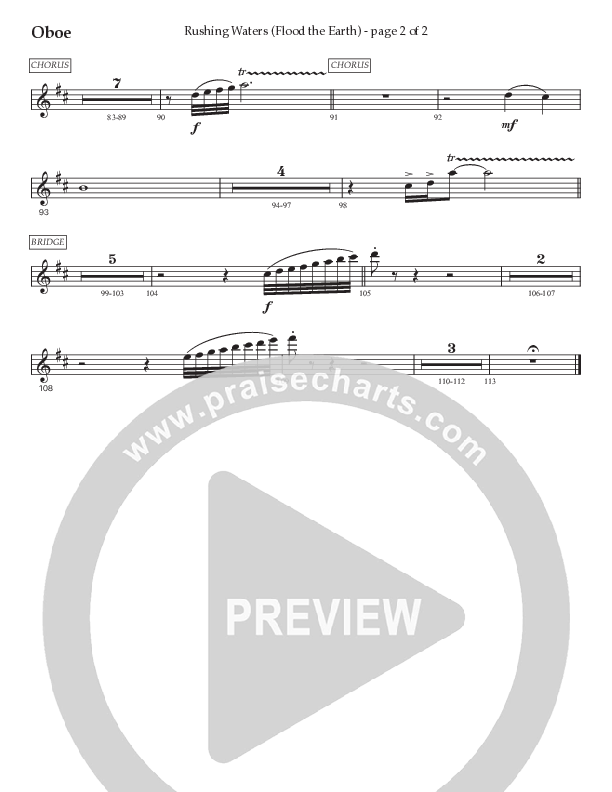 Rushing Waters (Flood The Earth) (Choral Anthem SATB) Oboe (Prestonwood Worship / Prestonwood Choir / Arr. Carson Wagner)