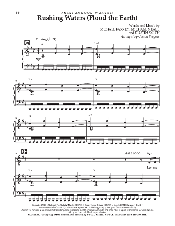 Rushing Waters (Flood The Earth) (Choral Anthem SATB) Choral Vocal Parts (Prestonwood Worship / Prestonwood Choir / Arr. Carson Wagner)