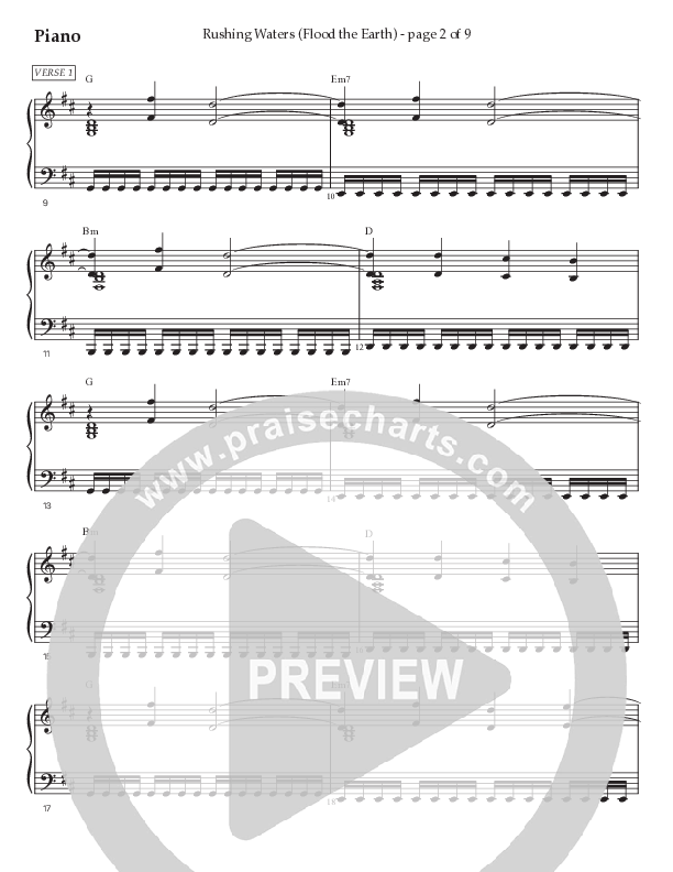 Rushing Waters (Flood The Earth) (Choral Anthem SATB) Piano Sheet (Prestonwood Worship / Prestonwood Choir / Arr. Carson Wagner)