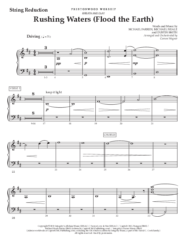 Rushing Waters (Flood The Earth) (Choral Anthem SATB) String Reduction (Prestonwood Worship / Prestonwood Choir / Arr. Carson Wagner)