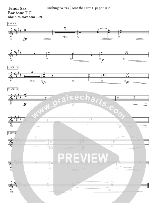 Rushing Waters (Flood The Earth) (Choral Anthem SATB) Tenor Sax/Baritone T.C. (Prestonwood Worship / Prestonwood Choir / Arr. Carson Wagner)