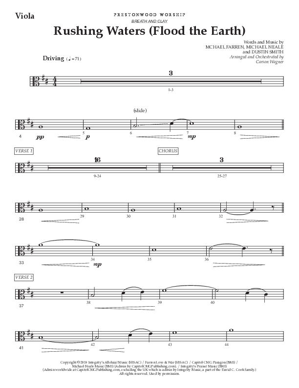 Rushing Waters (Flood The Earth) (Choral Anthem SATB) Viola (Prestonwood Worship / Prestonwood Choir / Arr. Carson Wagner)