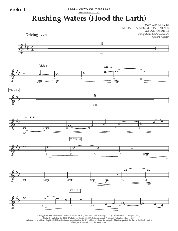 Rushing Waters (Flood The Earth) (Choral Anthem SATB) String Ensemble (Prestonwood Worship / Prestonwood Choir / Arr. Carson Wagner)