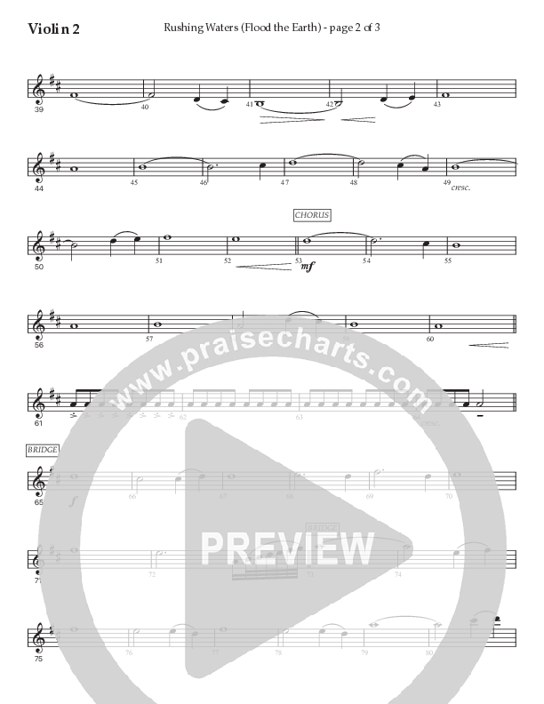 Rushing Waters (Flood The Earth) (Choral Anthem SATB) Violin 2 (Prestonwood Worship / Prestonwood Choir / Arr. Carson Wagner)