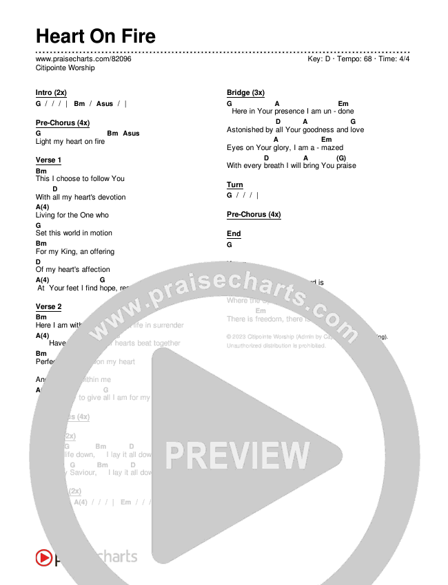 Heart On Fire Chords & Lyrics (Citipointe Worship)