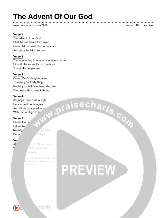The Advent Of Our God Lyrics (Traditional Hymn)