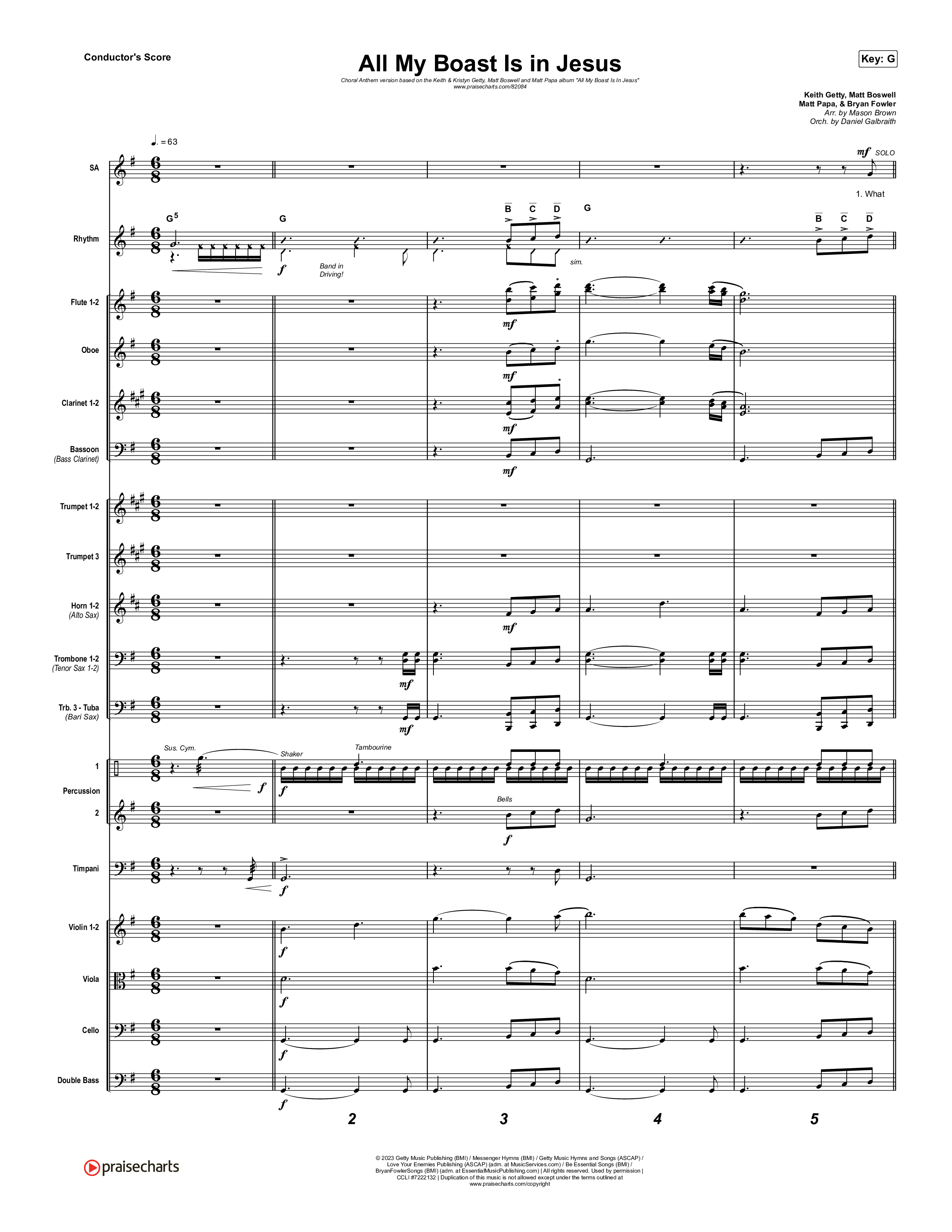 All My Boast Is In Jesus (Choral Anthem SATB) Conductor's Score (Matt Papa / Matt Boswell / Arr. Mason Brown / Keith & Kristyn Getty)
