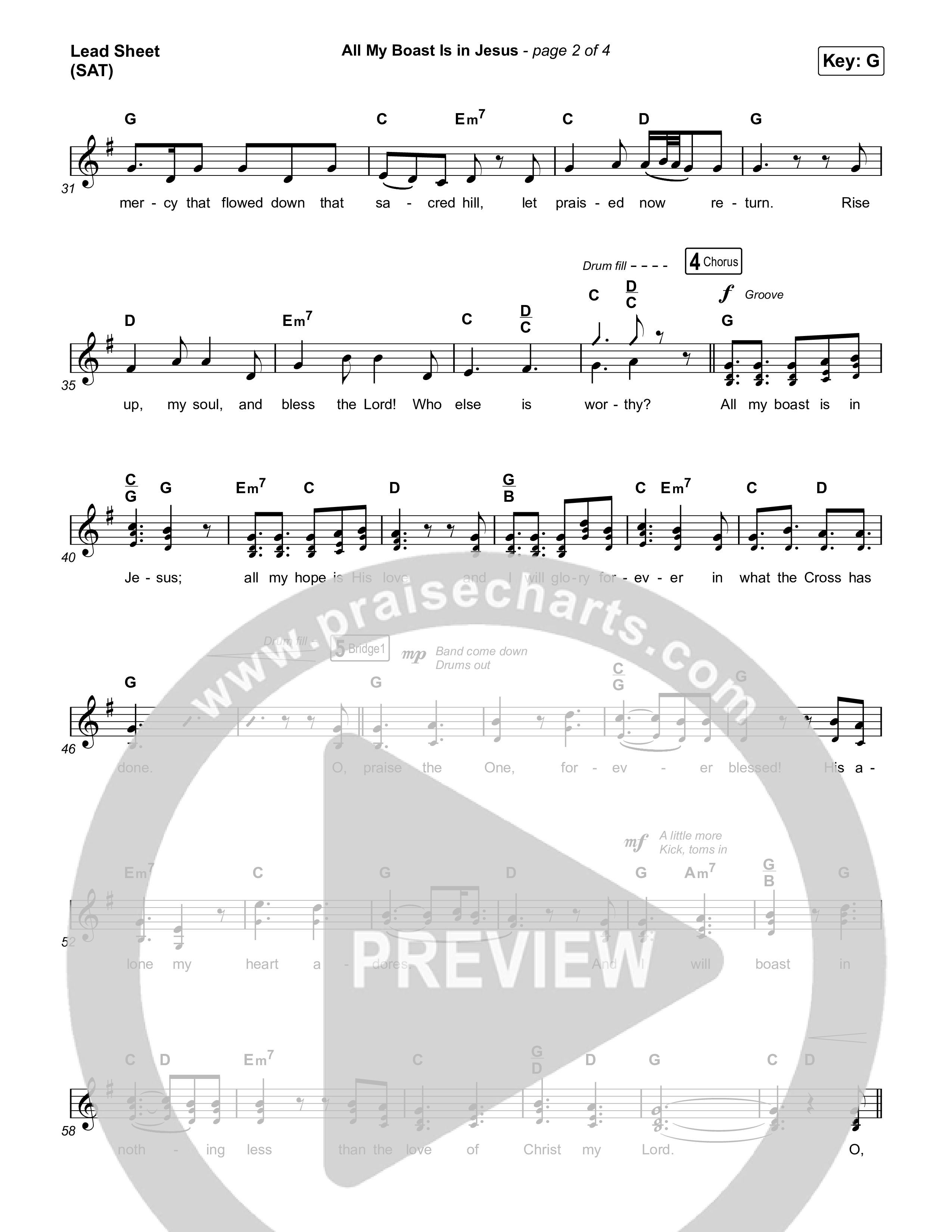 All My Boast Is In Jesus (Choral Anthem SATB) Lead Sheet (SAT) (Matt Papa / Matt Boswell / Arr. Mason Brown / Keith & Kristyn Getty)