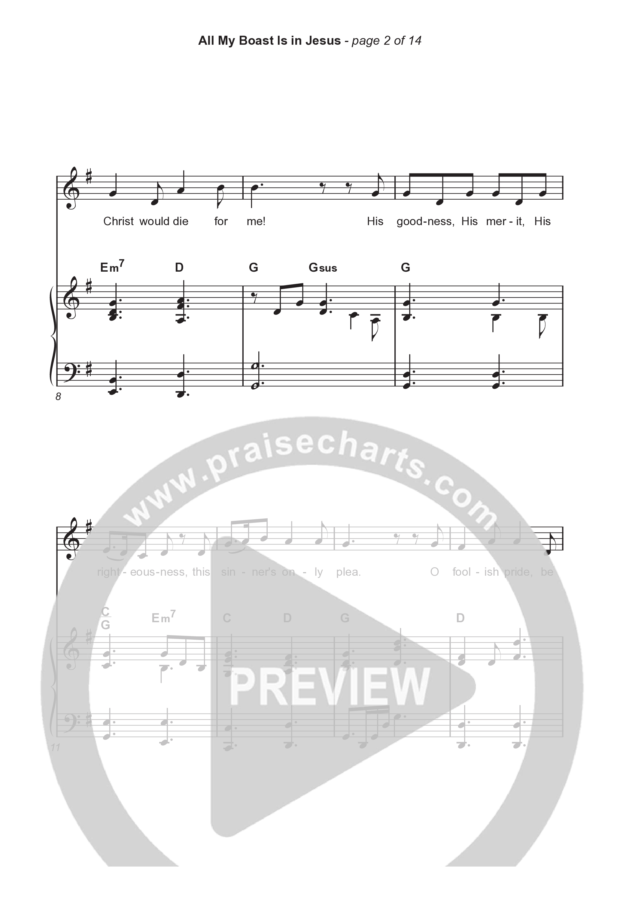 All My Boast Is In Jesus (Choral Anthem SATB) Octavo (SATB & Pno) (Matt Papa / Matt Boswell / Arr. Mason Brown / Keith & Kristyn Getty)