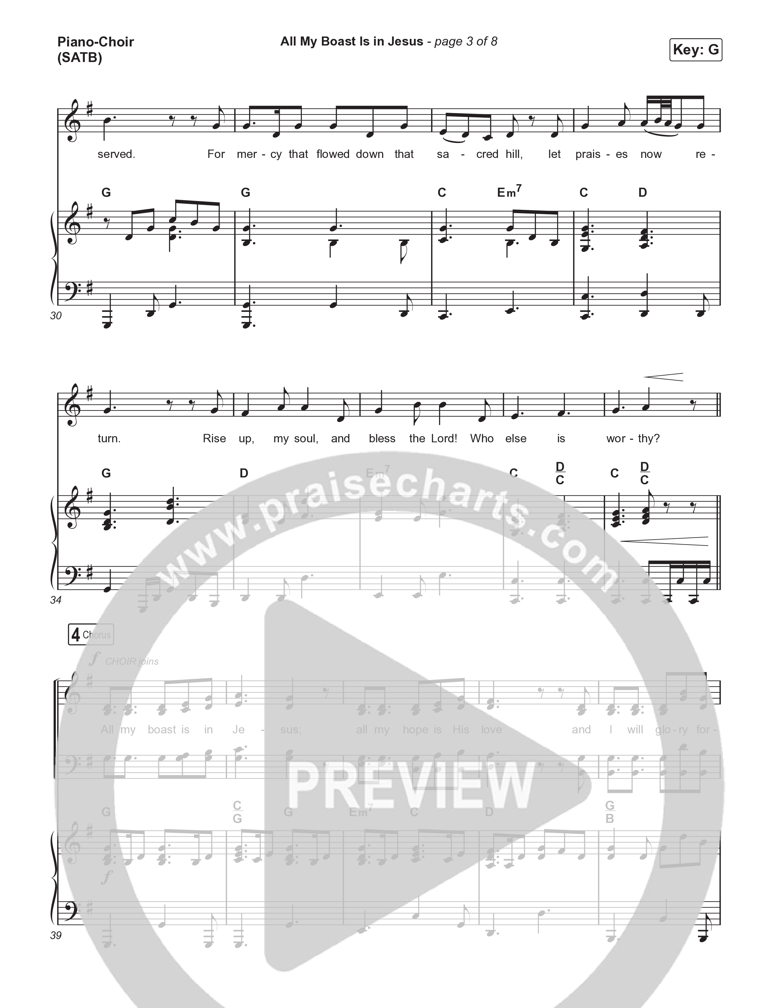All My Boast Is In Jesus (Choral Anthem SATB) Piano/Vocal (SATB) (Matt Papa / Matt Boswell / Arr. Mason Brown / Keith & Kristyn Getty)