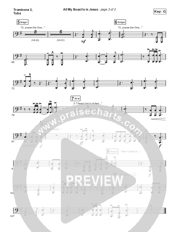 All My Boast Is In Jesus (Choral Anthem SATB) Trombone 3/Tuba (Matt Papa / Matt Boswell / Arr. Mason Brown / Keith & Kristyn Getty)