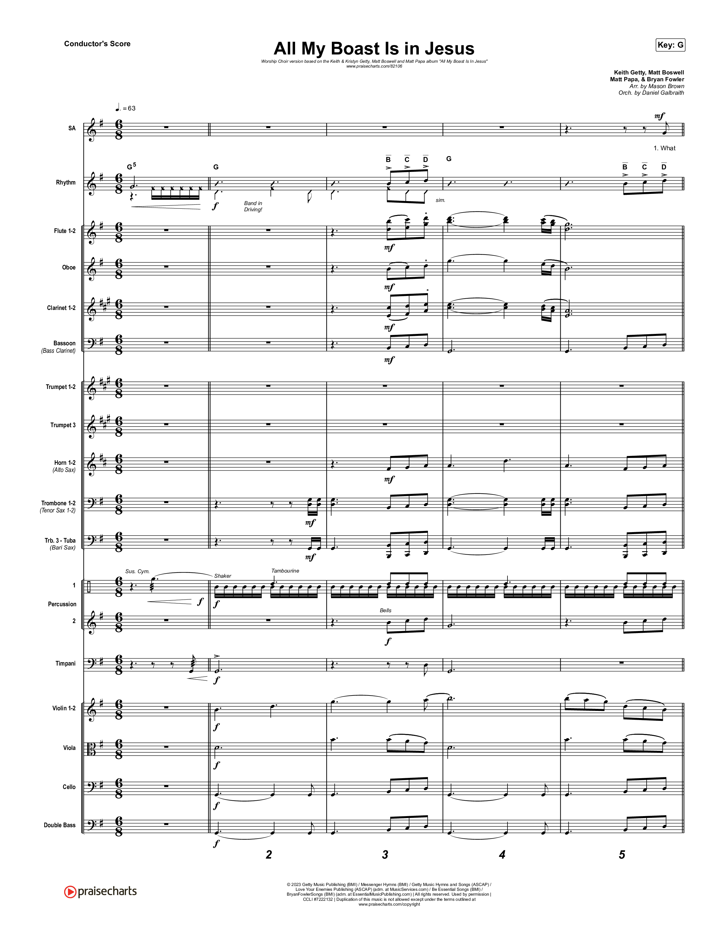 All My Boast Is In Jesus (Worship Choir/SAB) Conductor's Score (Matt Papa / Matt Boswell / Arr. Mason Brown / Keith & Kristyn Getty)