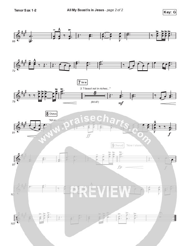 All My Boast Is In Jesus (Worship Choir/SAB) Tenor Sax 1/2 (Matt Papa / Matt Boswell / Arr. Mason Brown / Keith & Kristyn Getty)