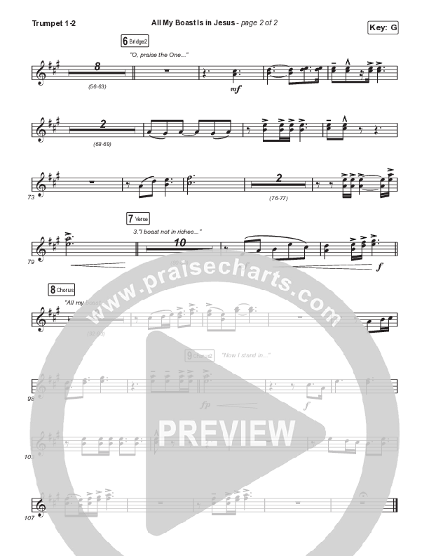 All My Boast Is In Jesus (Worship Choir/SAB) Trumpet 1,2 (Matt Papa / Matt Boswell / Arr. Mason Brown / Keith & Kristyn Getty)