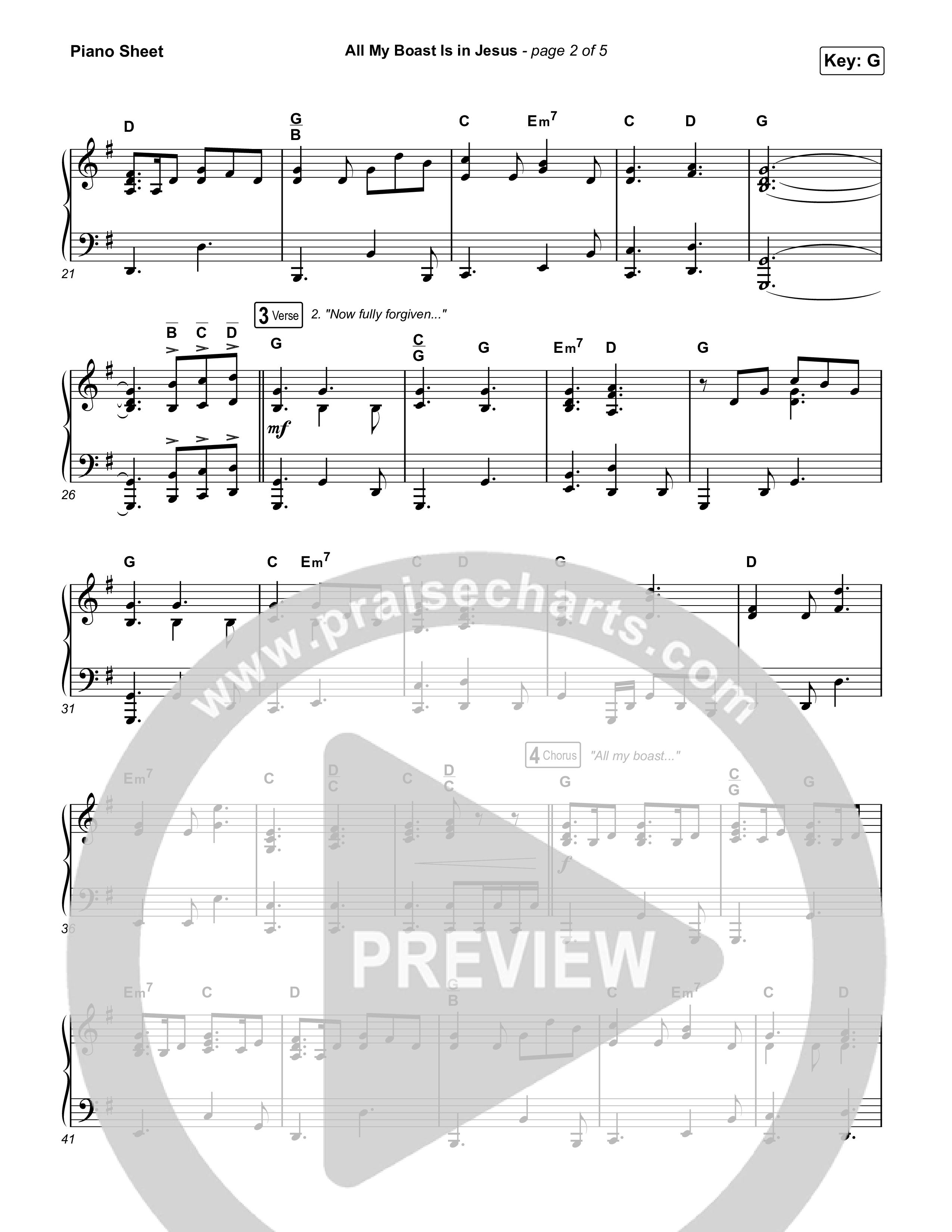 All My Boast Is In Jesus (Unison/2-Part) Piano Sheet (Matt Papa / Matt Boswell / Arr. Mason Brown / Keith & Kristyn Getty)