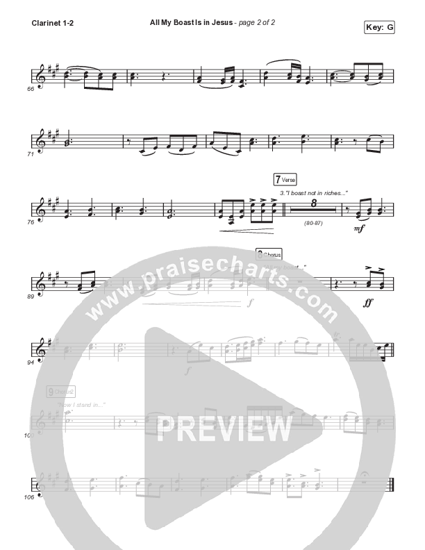 All My Boast Is In Jesus (Sing It Now) Clarinet 1/2 (Matt Papa / Matt Boswell / Arr. Mason Brown / Keith & Kristyn Getty)