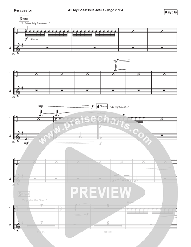 All My Boast Is In Jesus (Sing It Now) Percussion (Matt Papa / Matt Boswell / Arr. Mason Brown / Keith & Kristyn Getty)