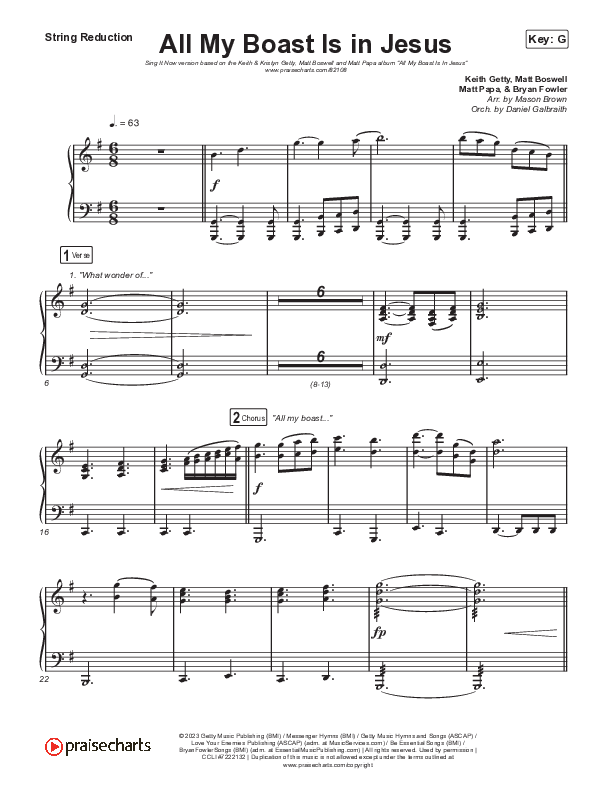 All My Boast Is In Jesus (Sing It Now) String Reduction (Matt Papa / Matt Boswell / Arr. Mason Brown / Keith & Kristyn Getty)