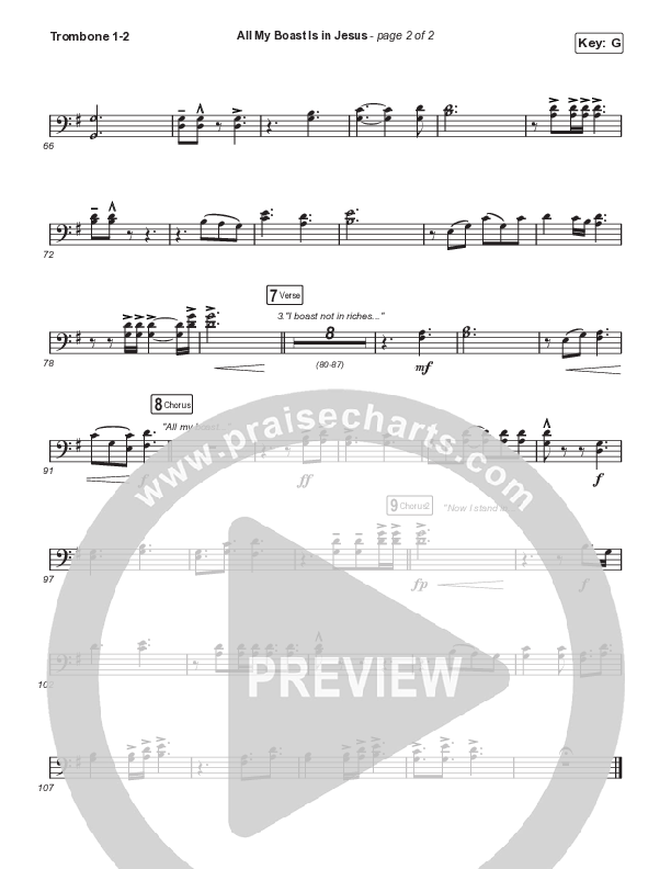 All My Boast Is In Jesus (Sing It Now) Trombone 1/2 (Matt Papa / Matt Boswell / Arr. Mason Brown / Keith & Kristyn Getty)