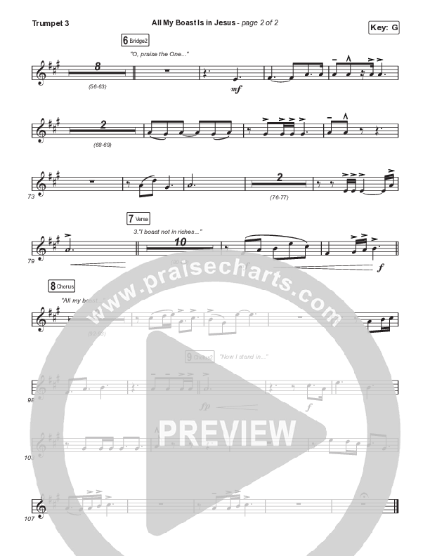 All My Boast Is In Jesus (Sing It Now) Trumpet 3 (Matt Papa / Matt Boswell / Arr. Mason Brown / Keith & Kristyn Getty)