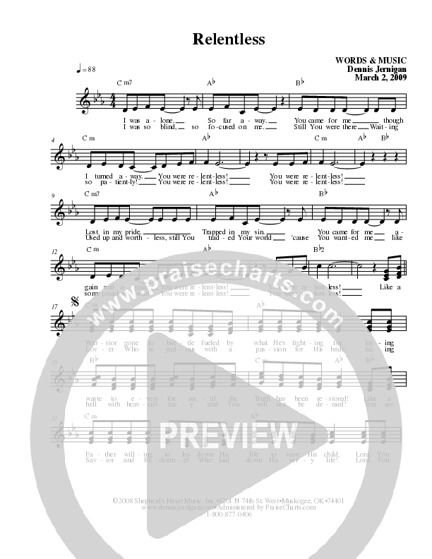 Relentless Lead Sheet (SAT) (Dennis Jernigan)