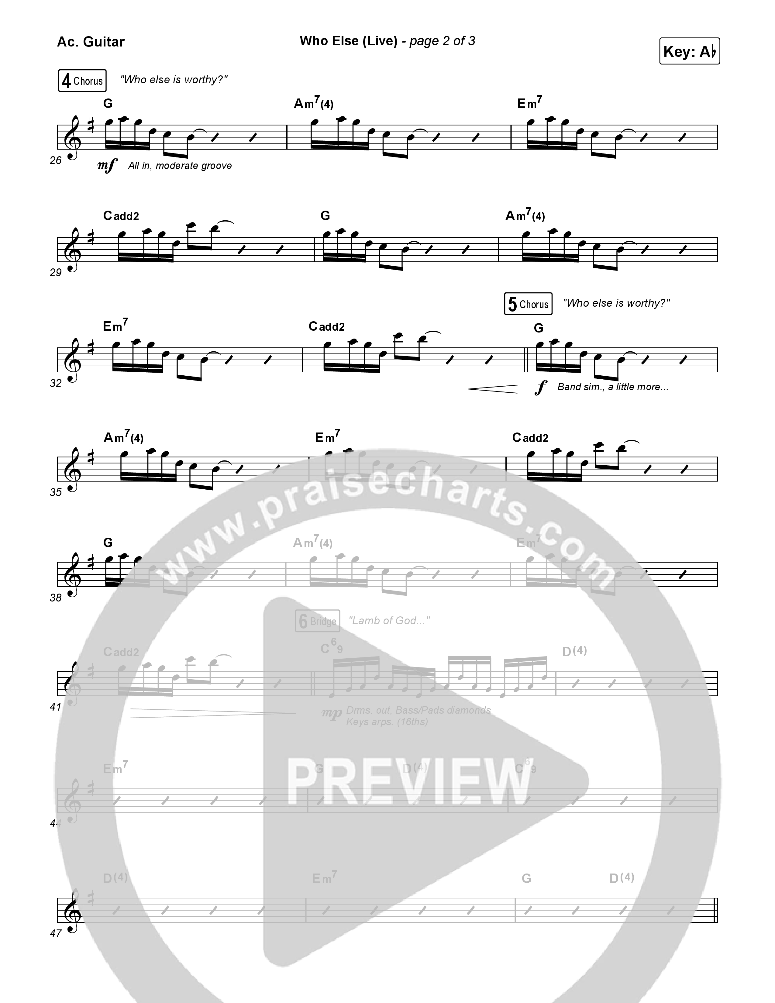 Who Else (Live) Acoustic Guitar (Gateway Worship / Claire Smith)