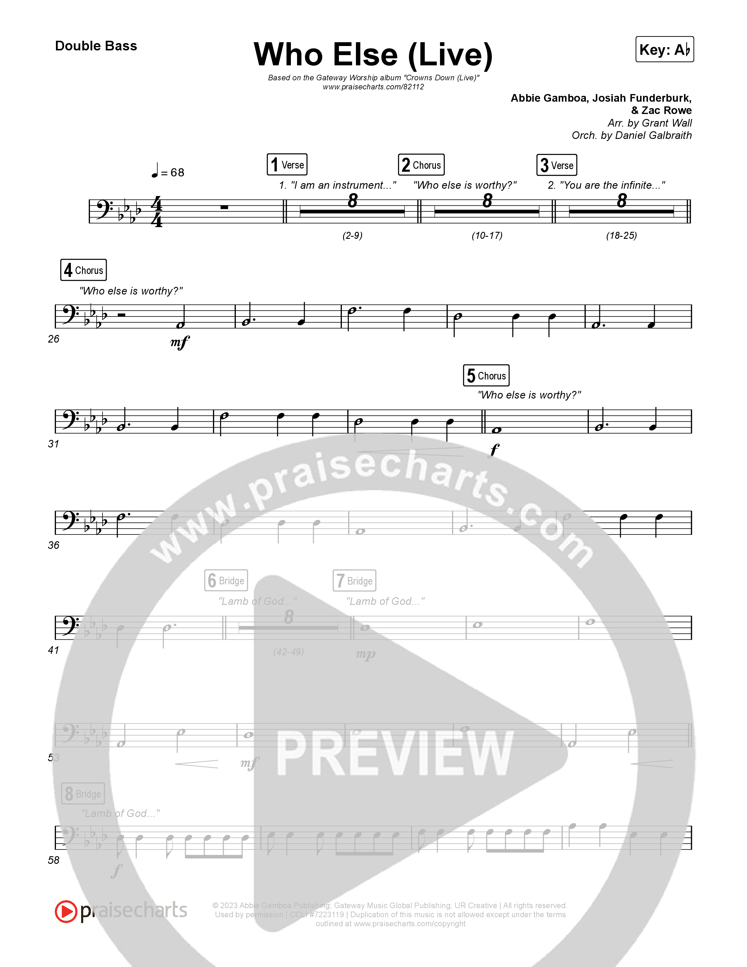 Who Else (Live) String Bass (Gateway Worship / Claire Smith)