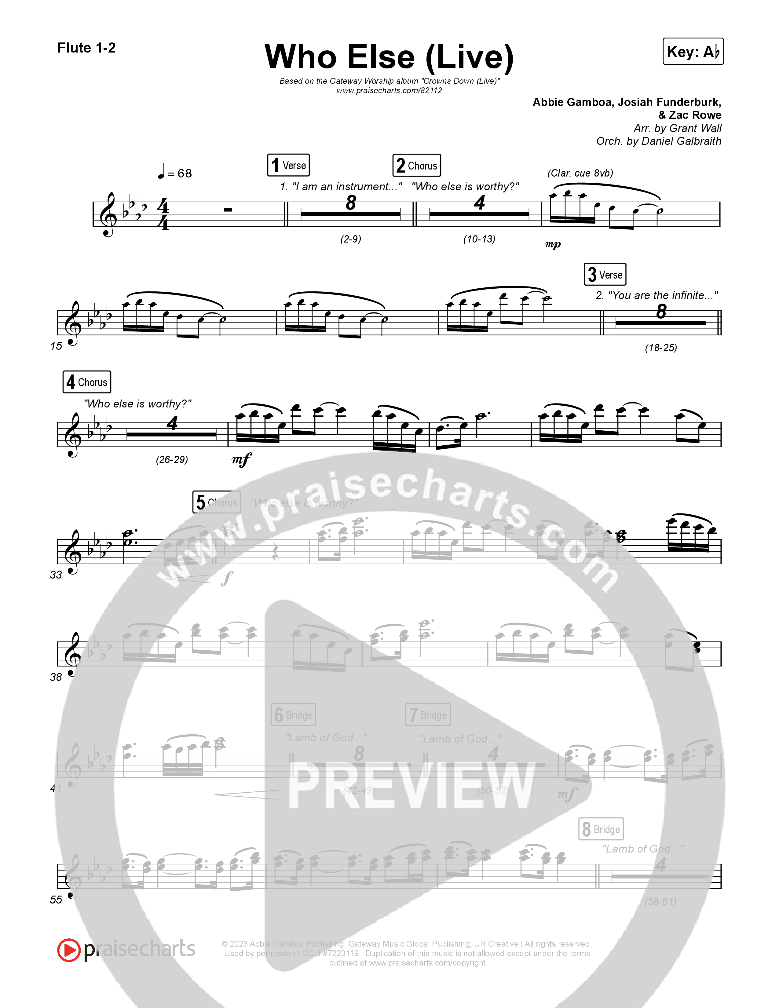 Who Else (Live) Flute 1,2 (Gateway Worship / Claire Smith)