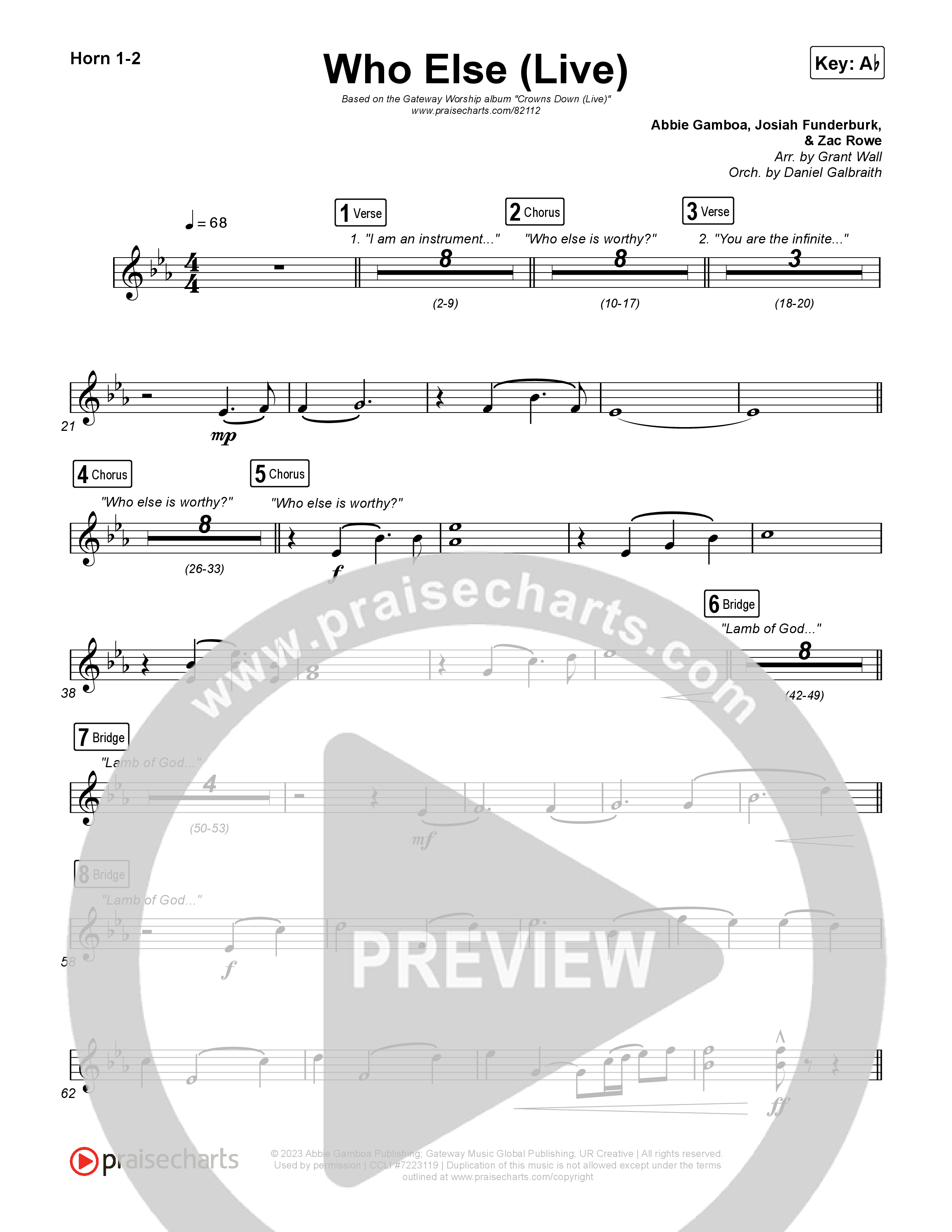 Who Else (Live) French Horn 1,2 (Gateway Worship / Claire Smith)