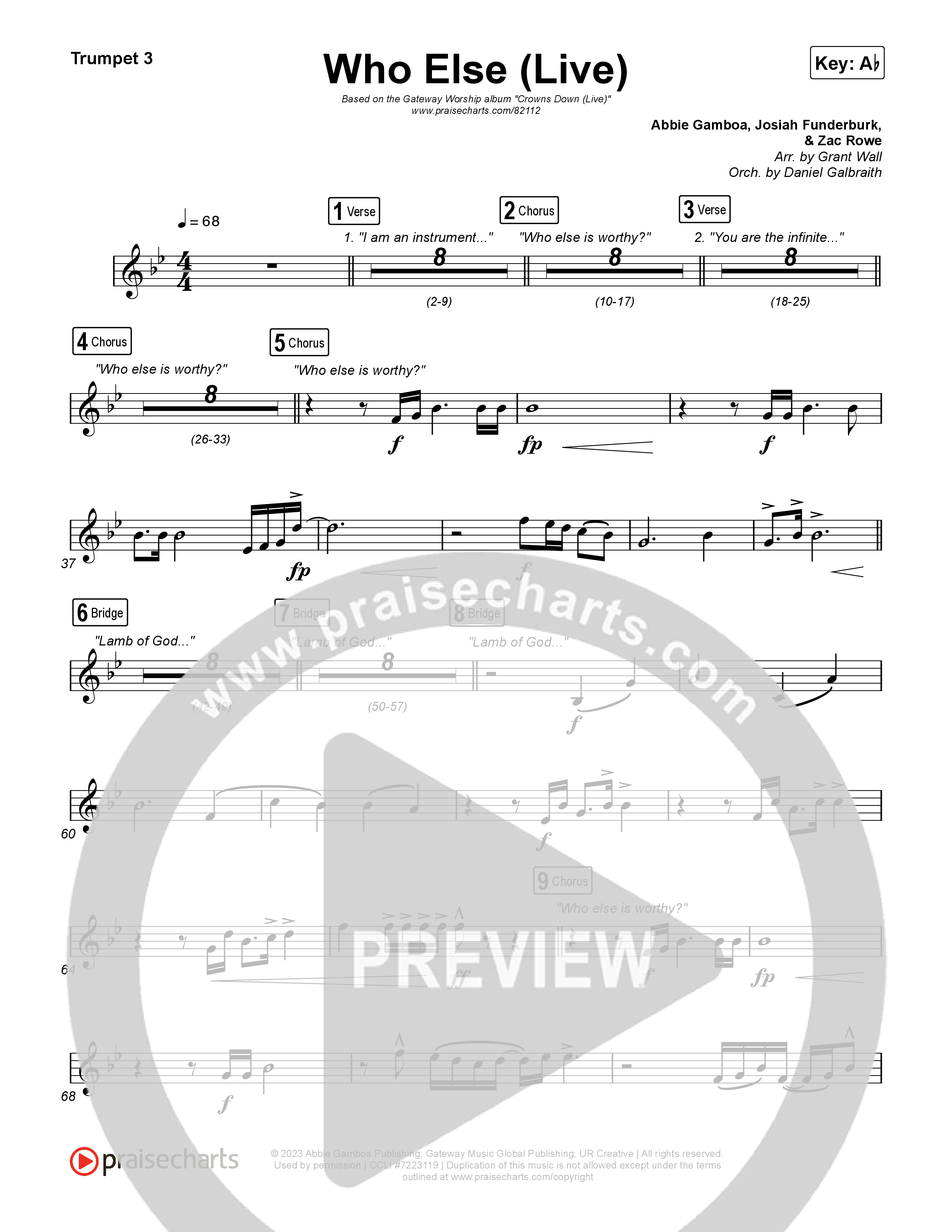 Who Else (Live) Trumpet 3 (Gateway Worship / Claire Smith)