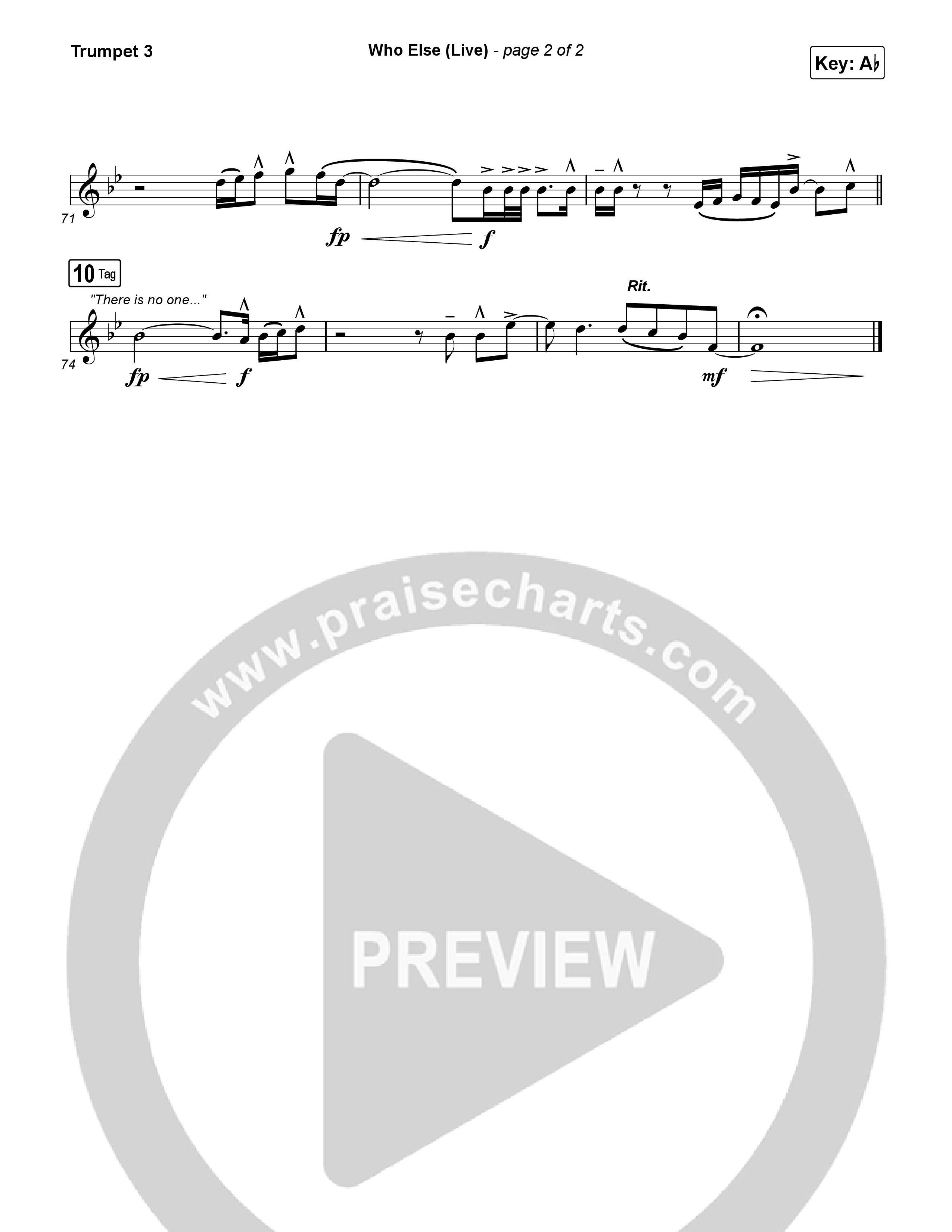 Who Else (Live) Trumpet 3 (Gateway Worship / Claire Smith)