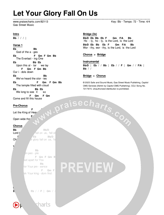 Let Your Glory Fall On Us (Live) Chords & Lyrics (Gas Street Music)