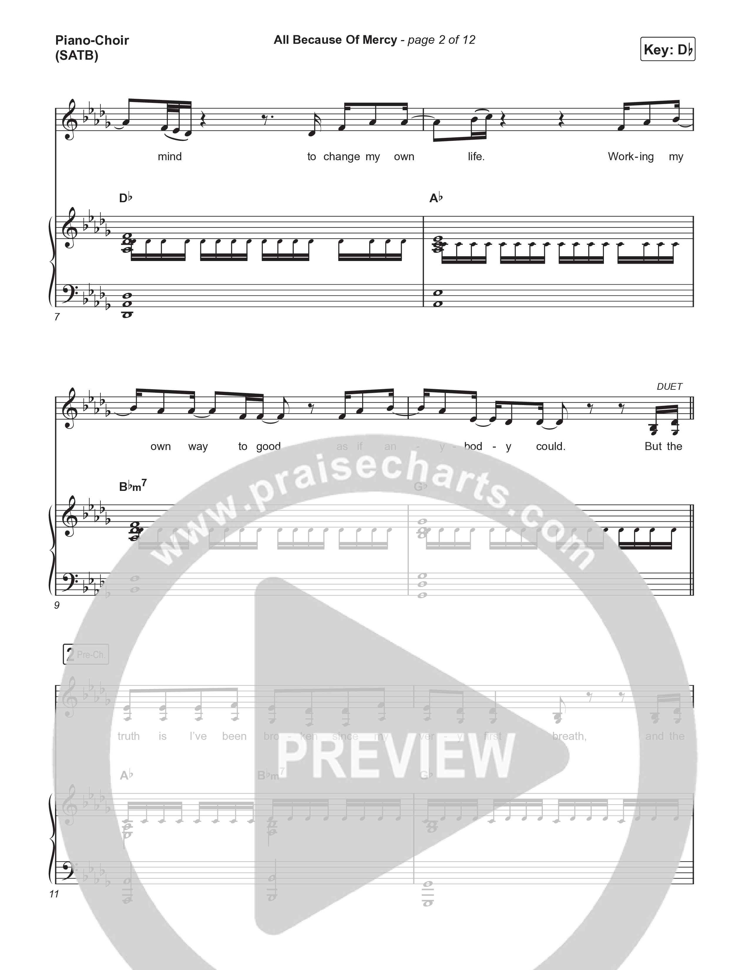 All Because Of Mercy (Radio) Piano/Vocal (SATB) (Casting Crowns)