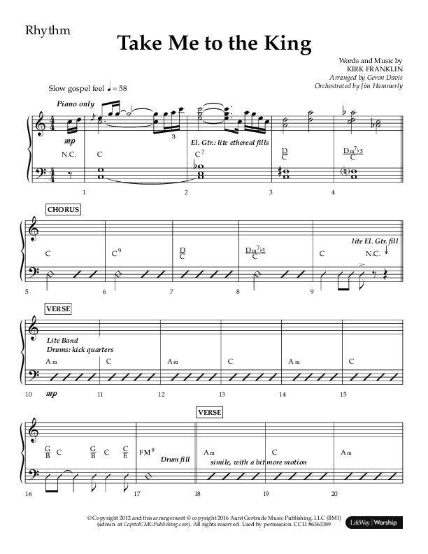 Take Me To The King (Choral Anthem SATB) Lead Melody & Rhythm (Lifeway Choral / Arr. Geron Davis / Orch. Jim Hammerly)