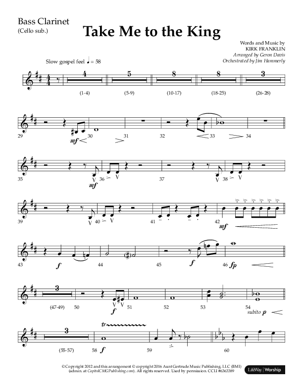 Take Me To The King (Choral Anthem SATB) Bass Clarinet (Lifeway Choral / Arr. Geron Davis / Orch. Jim Hammerly)