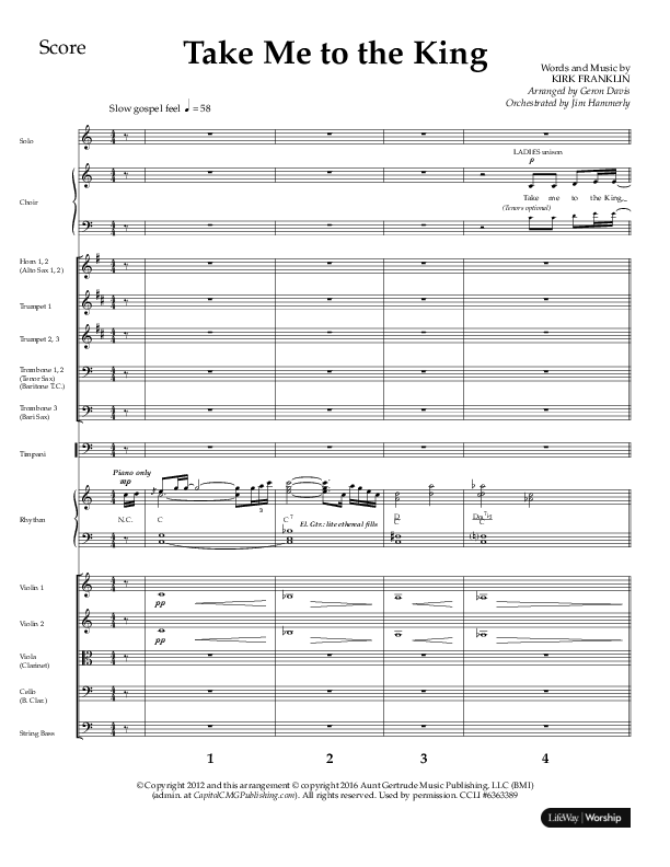 Take Me To The King (Choral Anthem SATB) Orchestration (Lifeway Choral / Arr. Geron Davis / Orch. Jim Hammerly)