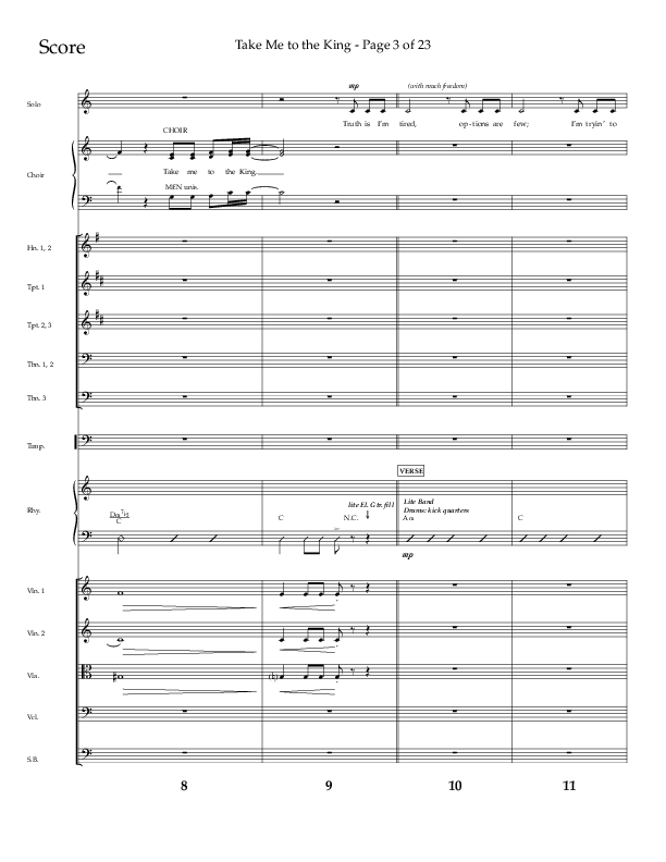 Take Me To The King (Choral Anthem SATB) Orchestration (Lifeway Choral / Arr. Geron Davis / Orch. Jim Hammerly)
