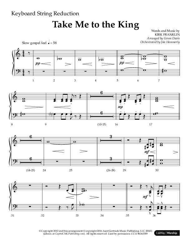 Take Me To The King (Choral Anthem SATB) String Reduction (Lifeway Choral / Arr. Geron Davis / Orch. Jim Hammerly)