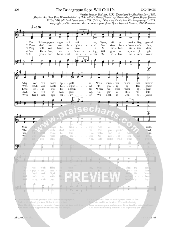 The Bridegroom Soon Will Call Us Hymn Sheet (SATB) (Traditional Hymn)