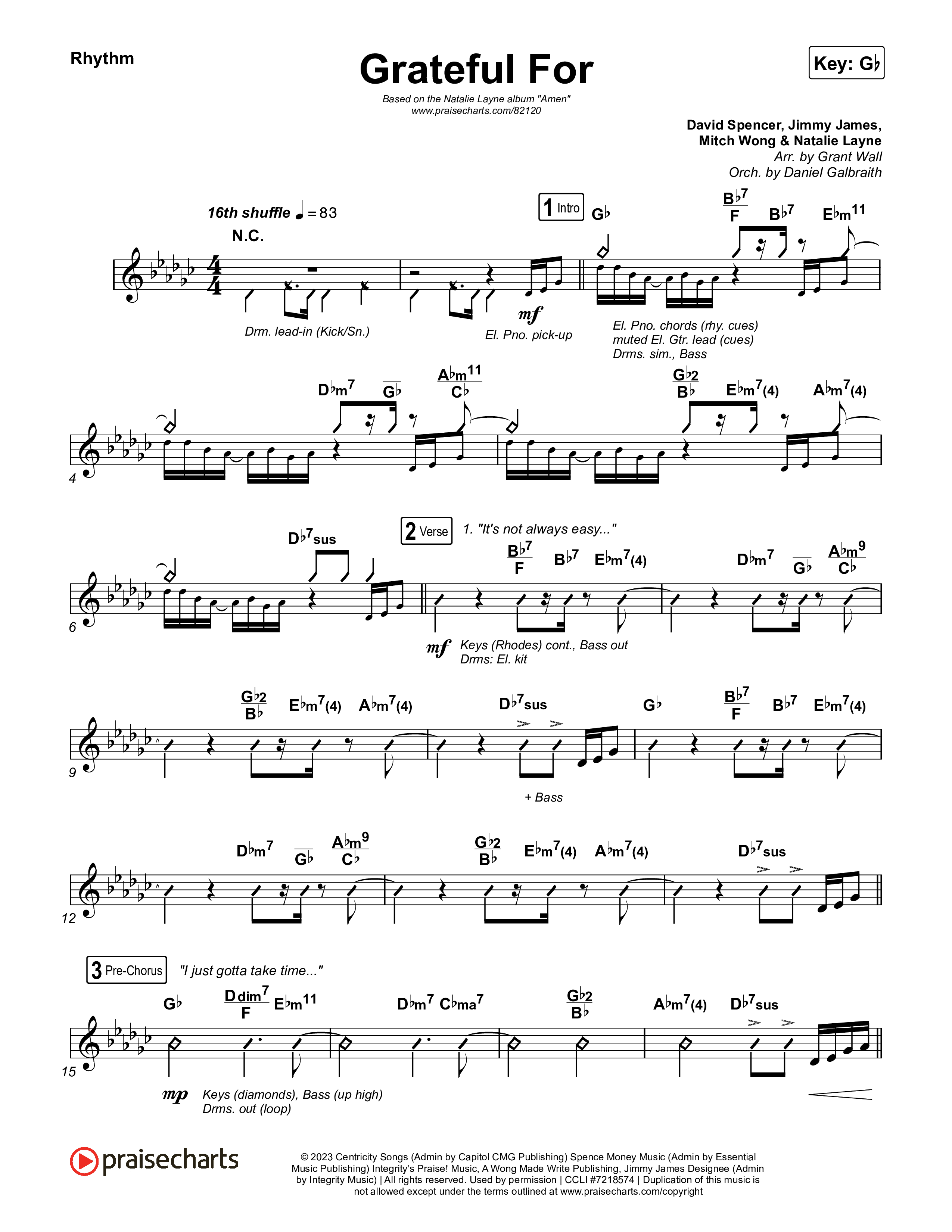 Grateful For Rhythm Chart (Natalie Layne)