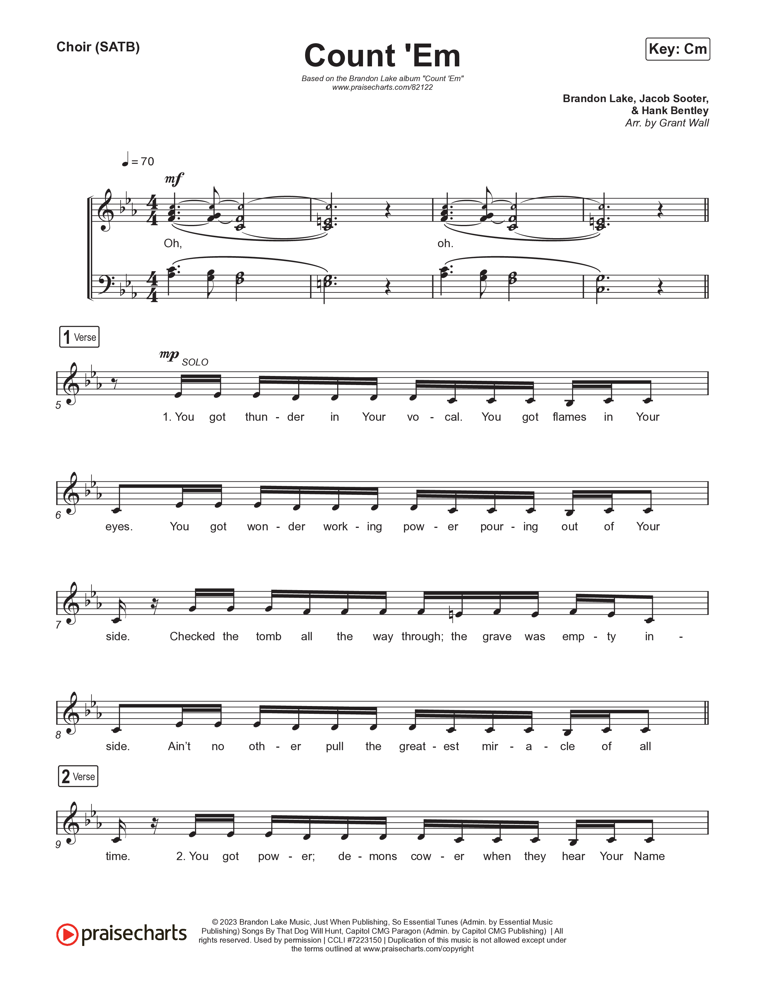 Count 'Em Choir Sheet (SATB) (Brandon Lake)