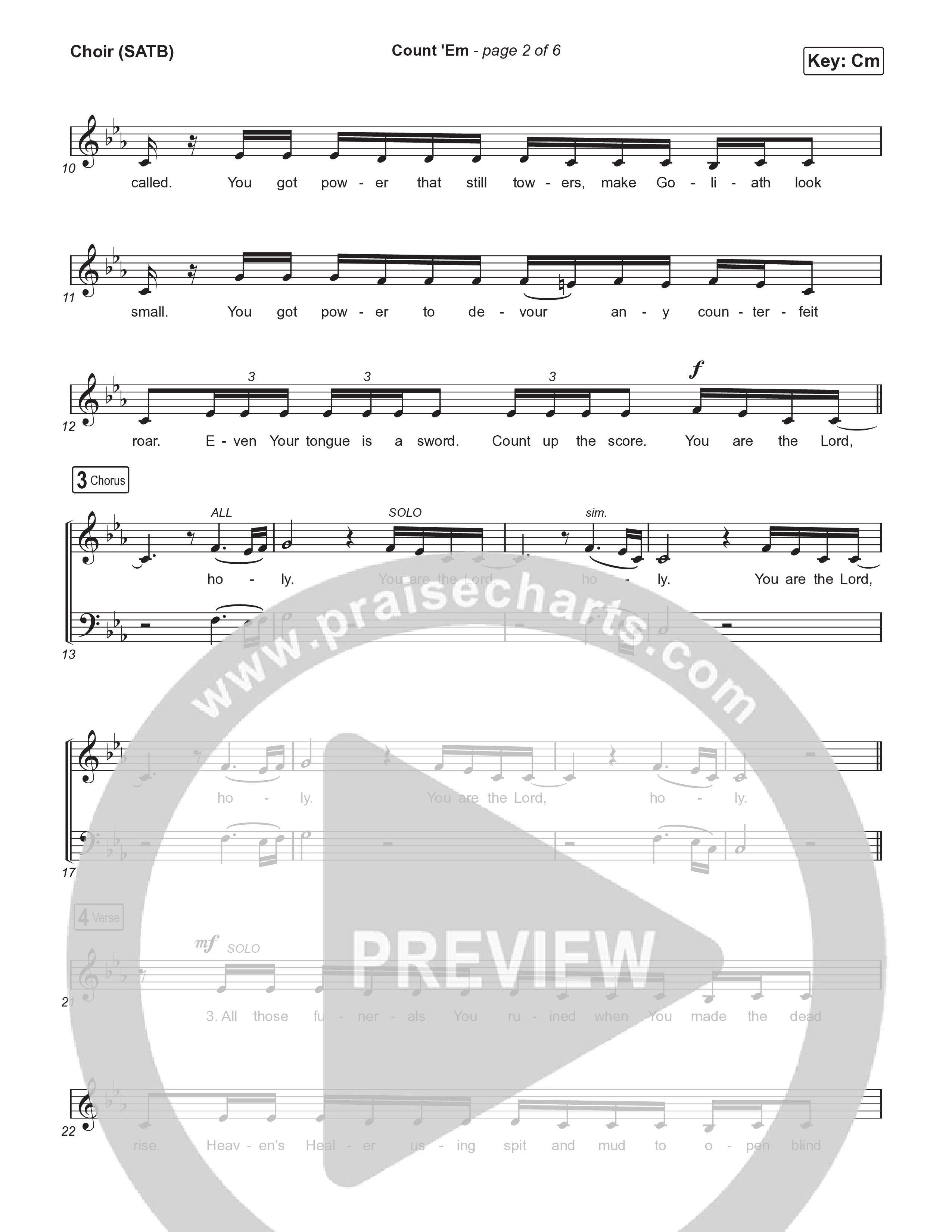 Count 'Em Choir Sheet (SATB) (Brandon Lake)