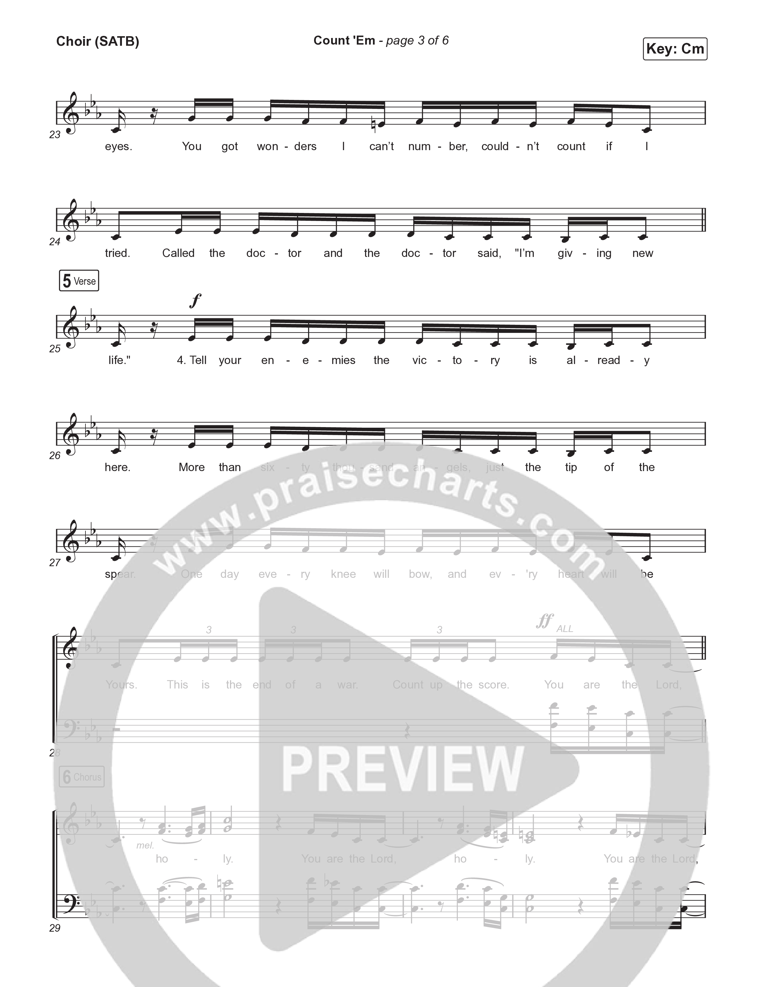 Count 'Em Choir Sheet (SATB) (Brandon Lake)