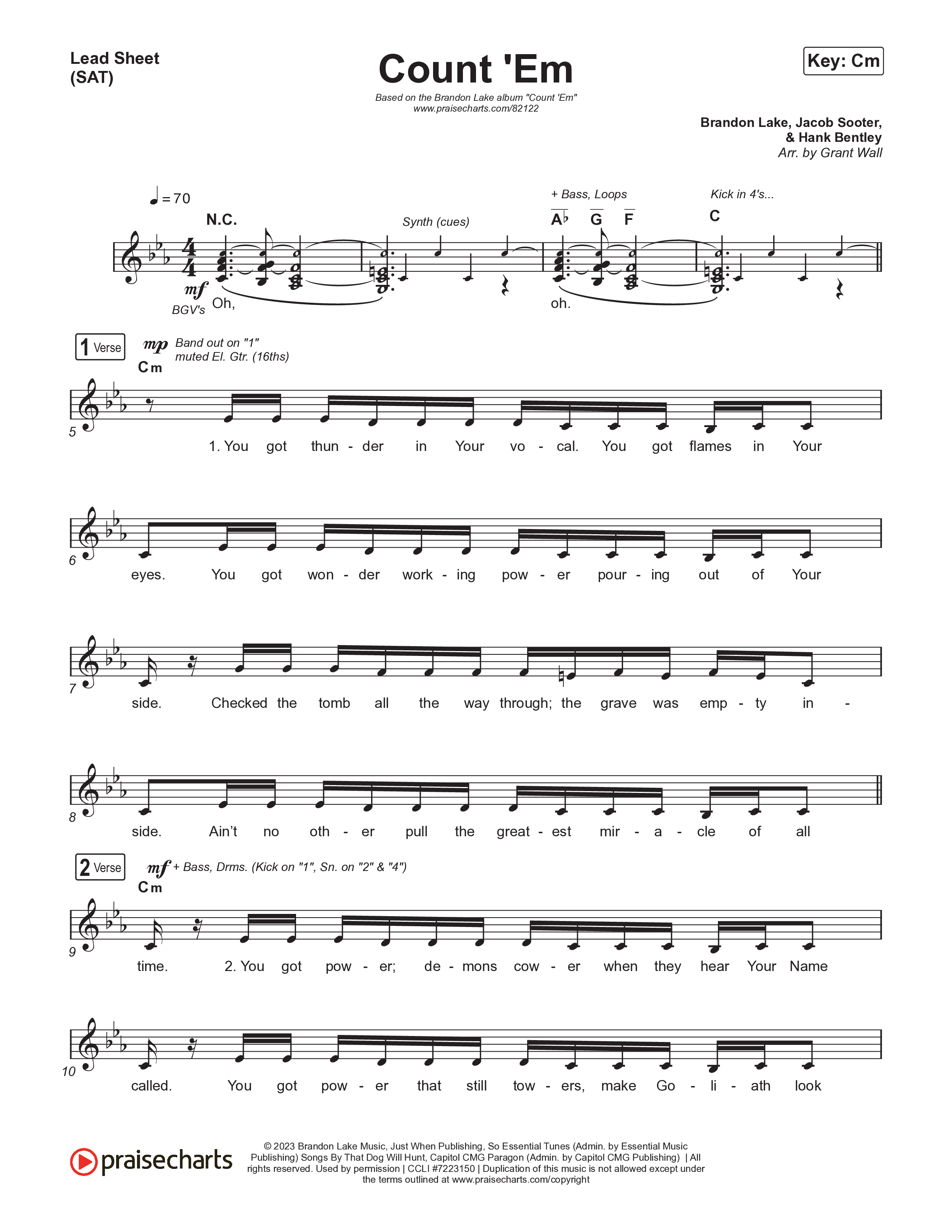 Count 'Em Lead Sheet (SAT) (Brandon Lake)