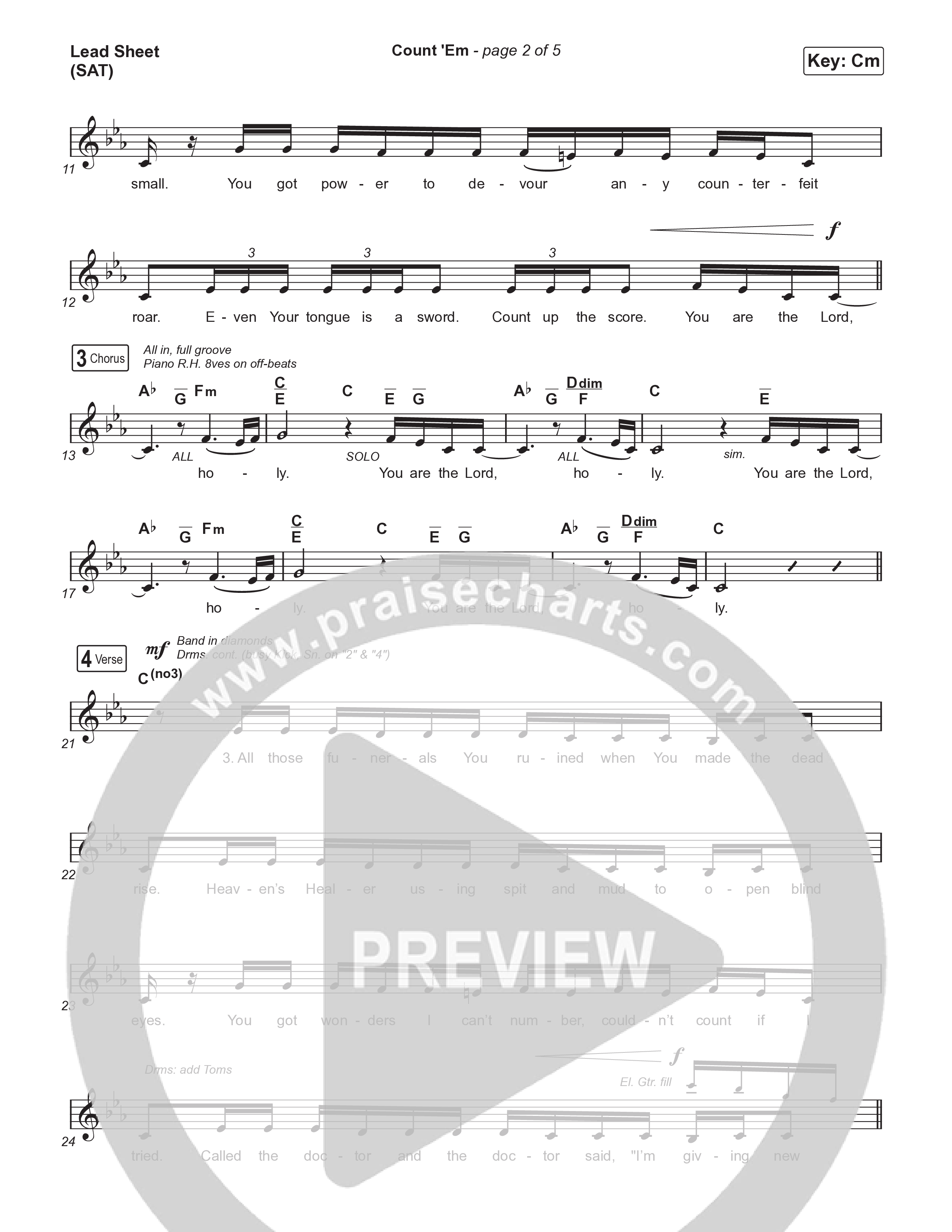 Count 'Em Lead Sheet (SAT) (Brandon Lake)